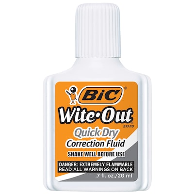 BIC Wite-Out Quick Dry Correction Fluid, 20 ml., White, 2/Pack