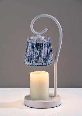 Simplee Adesso Perry Candlewarmer 14.5" Halogen Table Lamp, White/Blue Floral (SL1194-02)