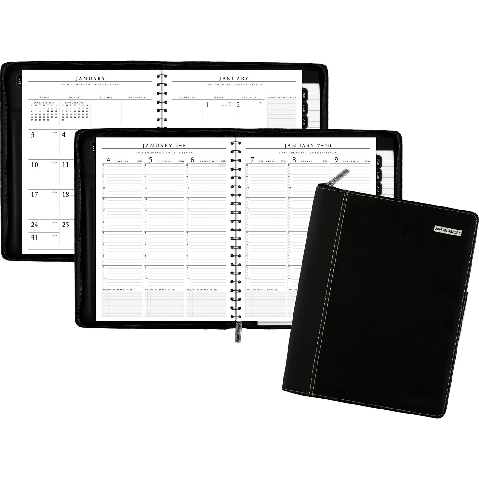 2027 AT-A-GLANCE Executive 8.25 x 11 Weekly & Monthly Appointment Book, Faux Leather Cover, Black (70-NX81-05-27)