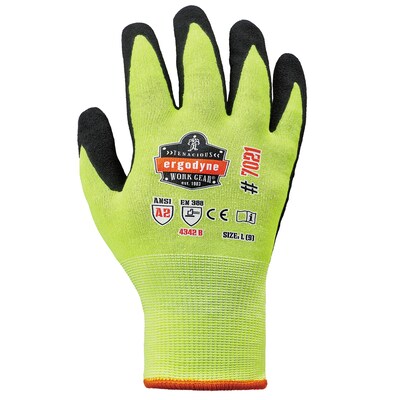 Ergodyne ProFlex 7021 Hi-Vis Nitrile Coated Cut-Resistant Gloves, ANSI A2, Wet Grip, Lime, Medium, 1 Pair (17963)