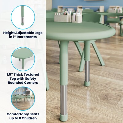 Flash Furniture Wren Half Moon Activity Table, 35" x 65", Height Adjustable, Sage (YUYCX042MOONSGE)