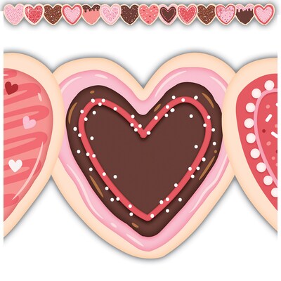 Teacher Created Resources Frosted Heart Cookies Die-Cut Border Trim, 3" x 2.92', Multicolor, 6 Packs/Bundle (TCR6950-6)