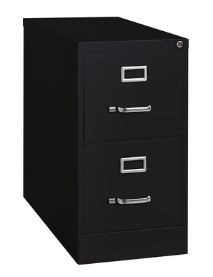 Hirsh Commercial 2-Drawer Vertical File Cabinet, Letter Size, Lockable, 28.375H x 15W x 26.5D, Black (14101)