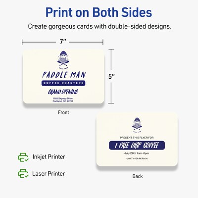 Avery Integrated Cards, 5" x 7", Matte Ivory, 50/Pack (95349)