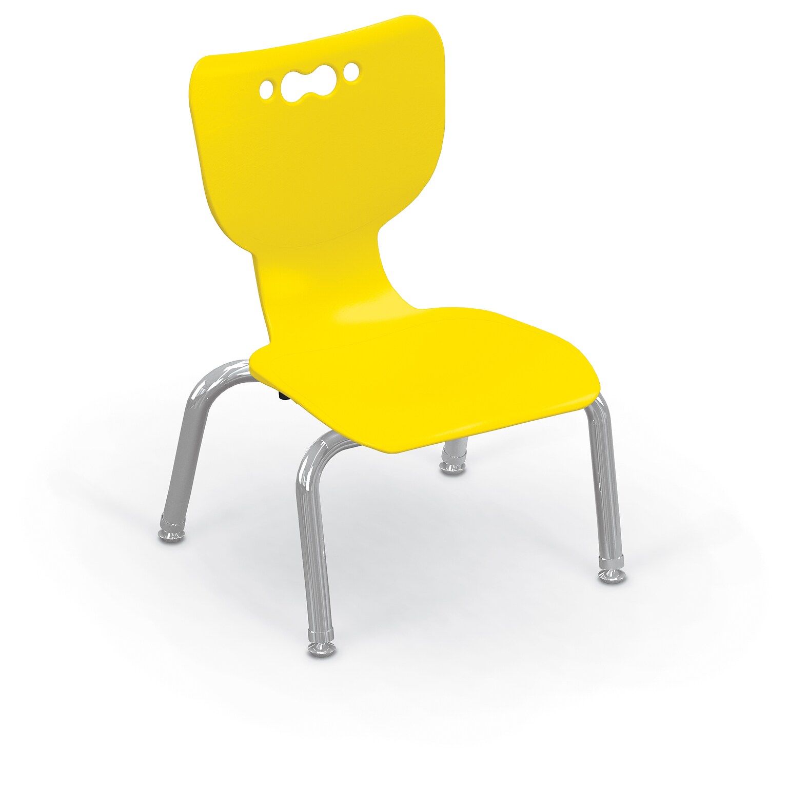 MooreCo 10 Hierarchy Student Chair with 4 Legs, Yellow/Chrome Base (703673561877)