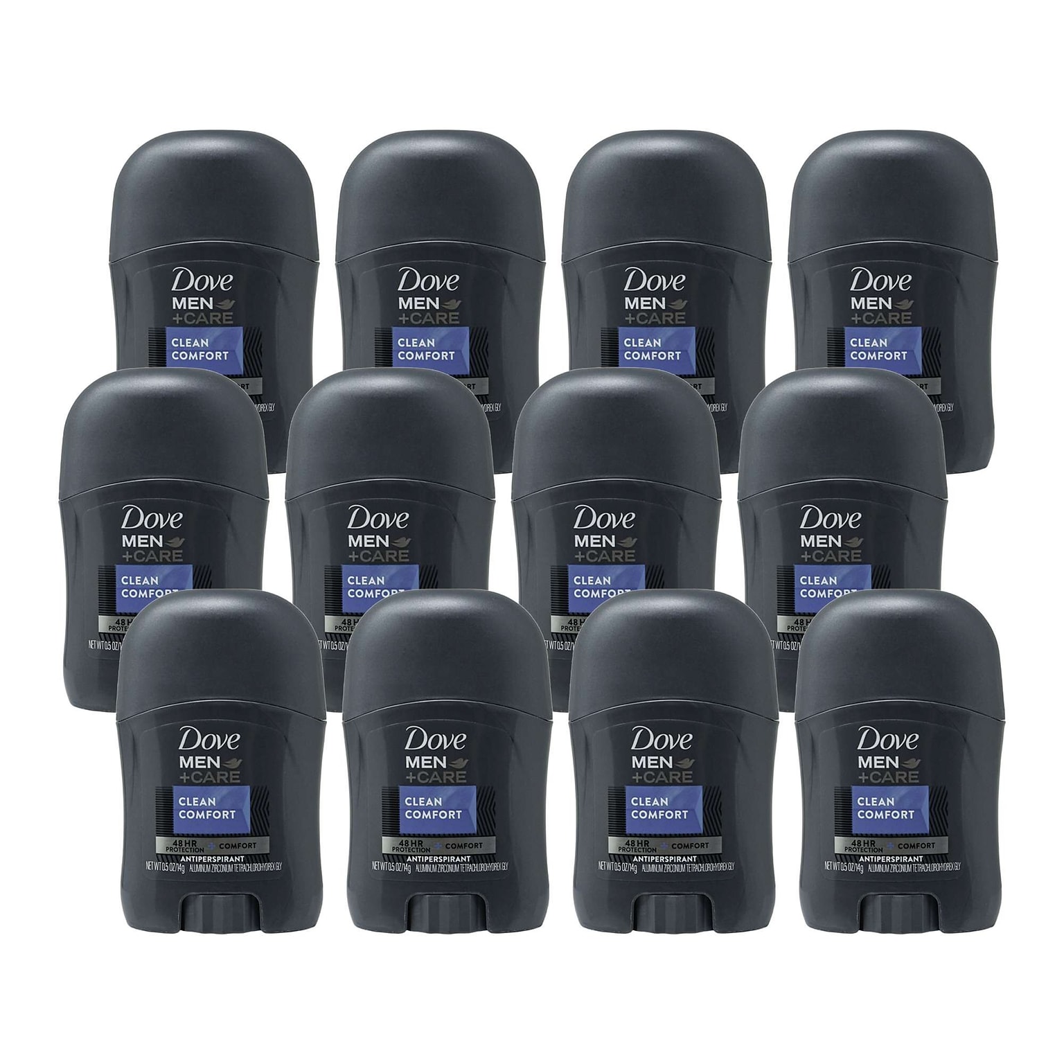 Dove Mens Clean Comfort Antiperspirant, 0.5 oz Travel Stick, 12 Sticks/Bag, 16 Bags/Carton