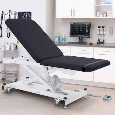 Viva Comfort XRO 2-Section Electric Height and Back Adjustable Exam Table, 600 lb Capacity, Black (ADI903-20-BLK-MK)
