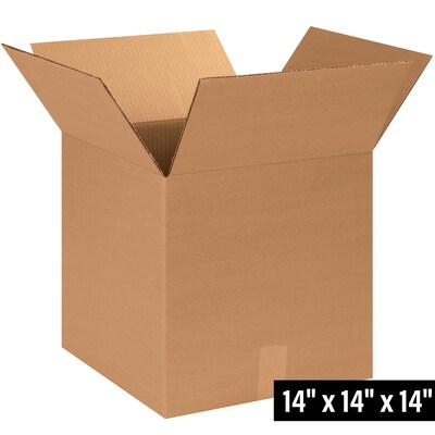 14" x 14" x 14" Standard Shipping Boxes, 32 ECT, Kraft, 25/Bundle (141414)