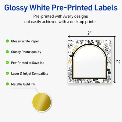 Avery Square Laser/Inkjet Multipurpose Labels, 2 x 2, White, 120/Pack (19479371010)