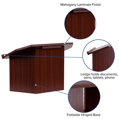 Flash Furniture 19H" Foldable Lectern, Mahogany (MTM8833LECT)