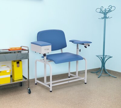Viva Comfort Adjustable Bariatric Phlebotomy Blood Drawing Chair, 500 lbs. Capacity, Blue (ADI997-01D-BLU-MK)