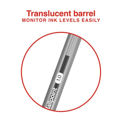Staples Ballpoint Pen, Medium Point, 1.0mm, Black Ink, Dozen (ST52861)