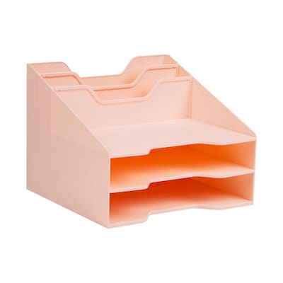 Mind Reader 5-Compartment Plastic Desk Tray, Pink (ANCHBOX5-PNK)