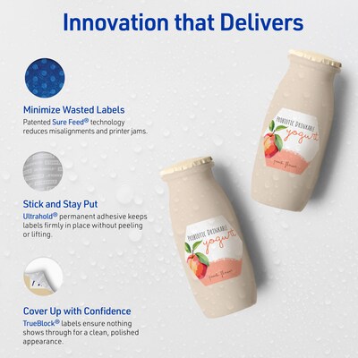 Avery Hexagon Laser Multipurpose Labels, 2-1/2" x 2-57/64", White, 300/Box (19479399170)