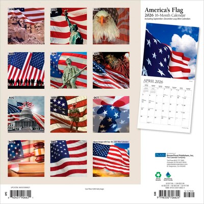 2026 Plato Americas Flag 12 x 12 Monthly Wall Calendar (9798330706624)