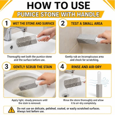 Gritt Commercial Pumice Stone with Handle, Gray, 6/Pack (GRI186-H-6PK)