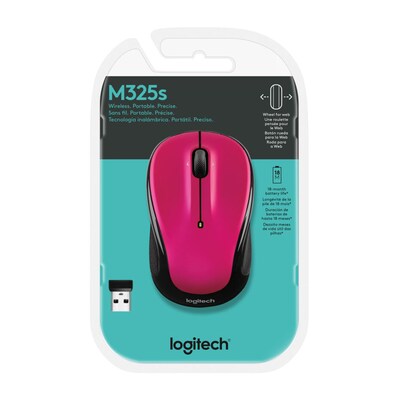 Logitech M325 Wireless Ambidextrous Optical USB Mouse, Brilliant Rose (910-006827/3121)