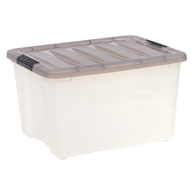 Iris 40 Quart Stack and Pull Plastic Latching Storage Bin, Clear (500209)