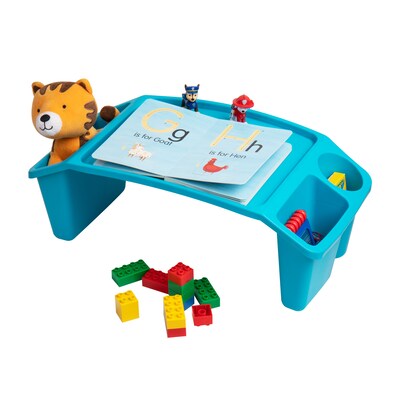 Mind Reader 10.75" x 22.25" Plastic Kids' Lap Desk Activity Tray, Blue (KIDLAP-BLU)