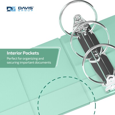 Davis Group, 2", 8.5" x 11", Round Ring View Binder, Pastel Color, Mint, 6/Pack (7413-14-06)