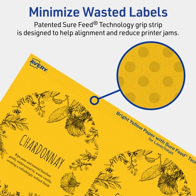 Avery Laser/Inkjet Arched Multipurpose Labels, 4.75" x 3.5", Bright Yellow, 40/Pack (94600)