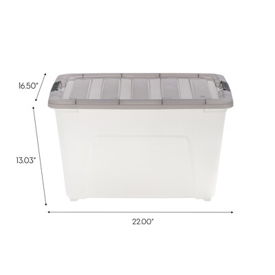 Iris 53 Quart Storage Bin with Latching Lid, Plastic, Clear, 5/Pack (500149)