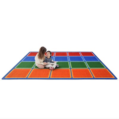 Joy Carpets Blocks Abound Nylon 5'4" x 7'8" Machine Tufted Rug, Primary (1709C-01)