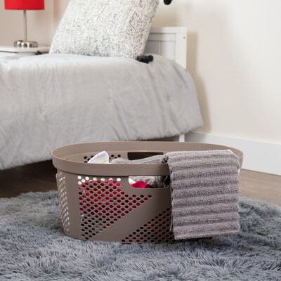 Mind Reader Plastic Laundry Basket, Brown Metallic, 2/Set (2HHAMP40-BRNM)