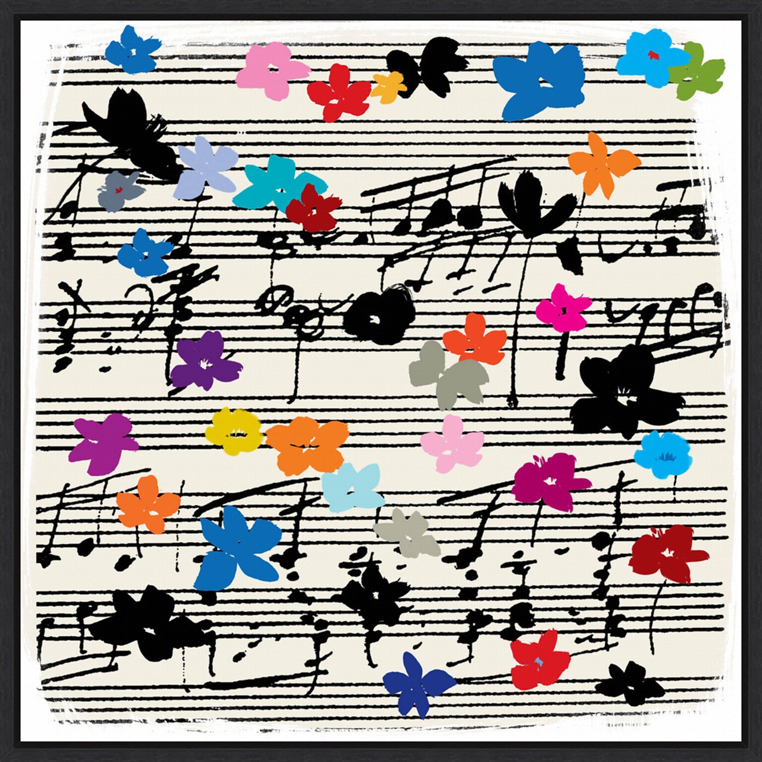 Amanti Art Floral Music Notes by Jenny Frean Framed Canvas Wall Art Print, 30 x 30 (A42678027404)