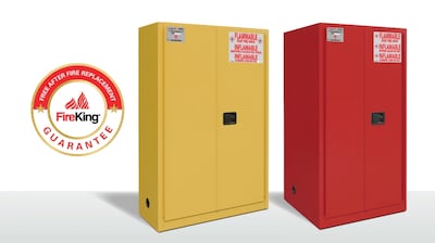 FireKing Flammable Liquids Storage Cabinet, 45 gal, Automatic Close, Red (SC45-AC-R)
