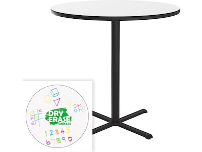Correll 48" Round Dry-Erase Markerboard Cafe Table, Frosty White/Black (BXB48DER-80)