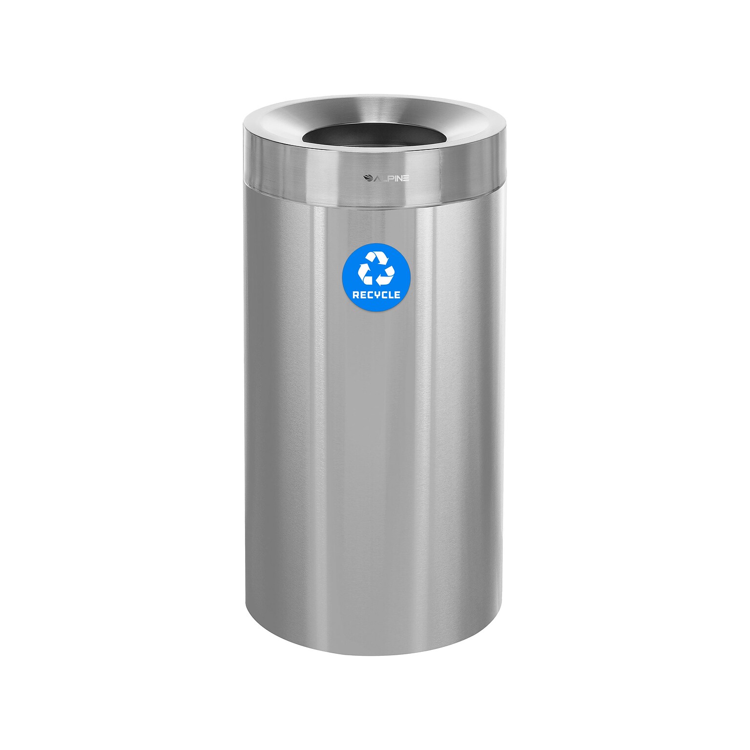 Alpine Industries Stainless Steel Recycling Bin, 27 Gallon, Silver (ALP475-27-R)