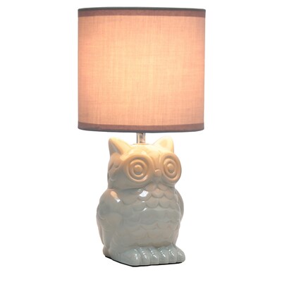 Simple Designs 12.8 Tall Contemporary Ceramic Owl Bedside Table Desk Lamp, Gray (LT1136-GRY)