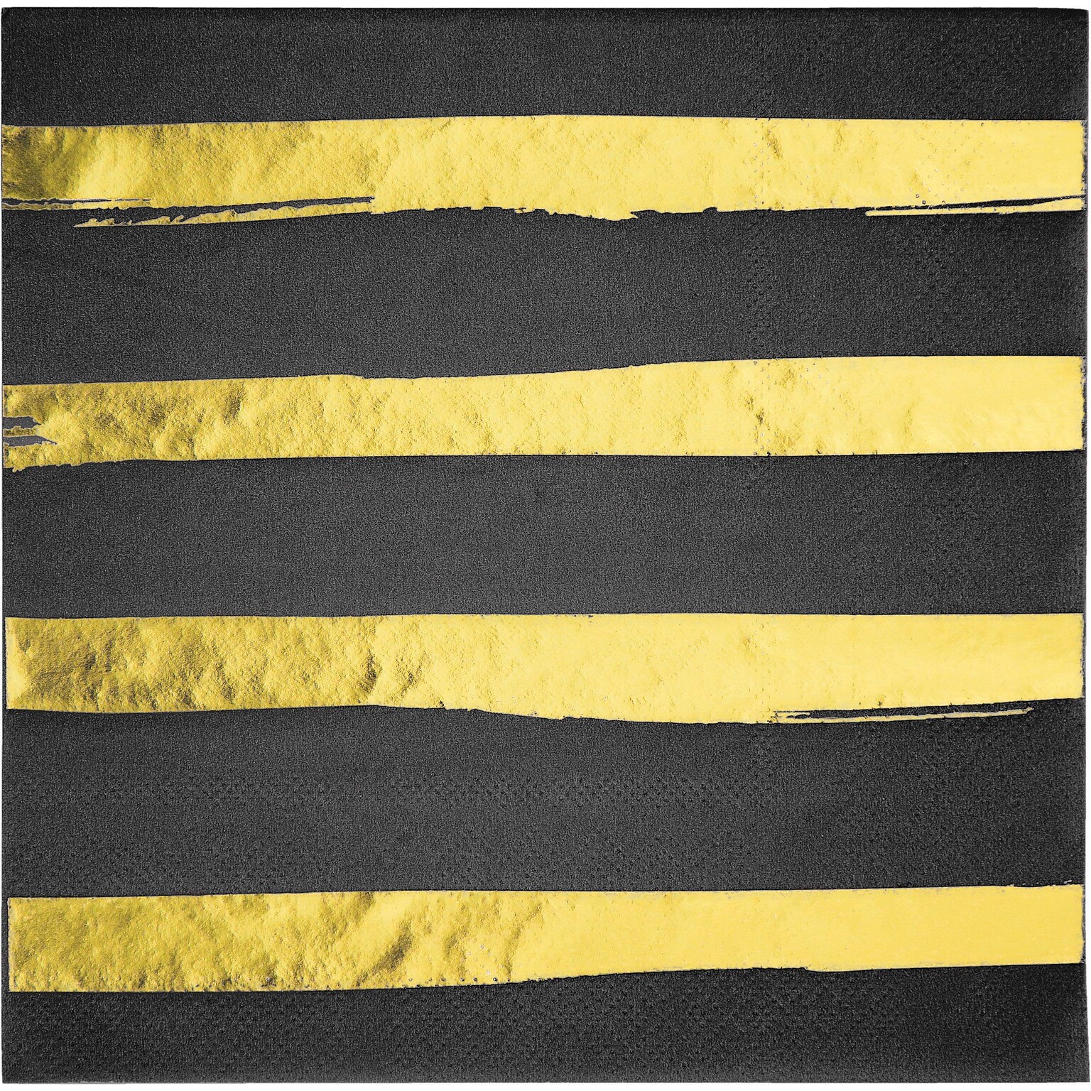 Creative Converting Black and Gold Foil Striped Paper Napkins, 192/Pack (329934)