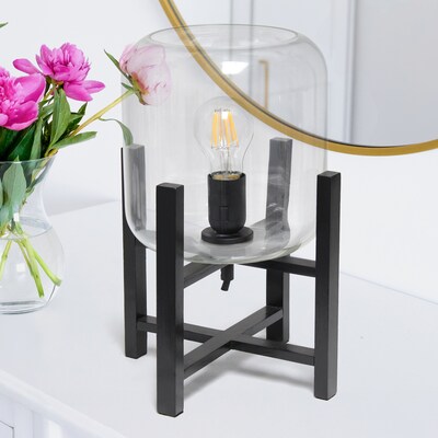 Creekwood Home 13.5" LED Table Lamp, Black/Clear Glass (CWT-1000-CL)