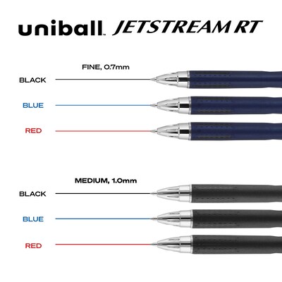 uniball Jetstream RT Retractable Ballpoint Pen, Medium Point, 1.0mm, Black Ink, Dozen (73832)