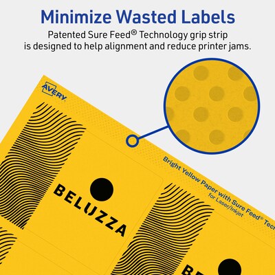 Avery Laser/Inkjet Rectangle Multipurpose Labels, 3" x 3.75", Bright Yellow, 60/Pack (94248)
