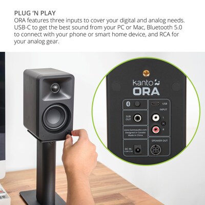 Kanto ORA ORAMB 100W Indoor Desktop Speaker, Black