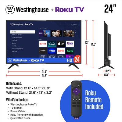 Westinghouse HX 24" 720p Roku Smart TV