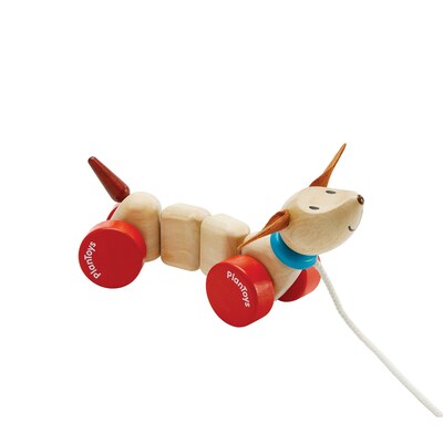 Plan Toys Happy Puppy Wooden Pull Toy, Natural (PTS5101)