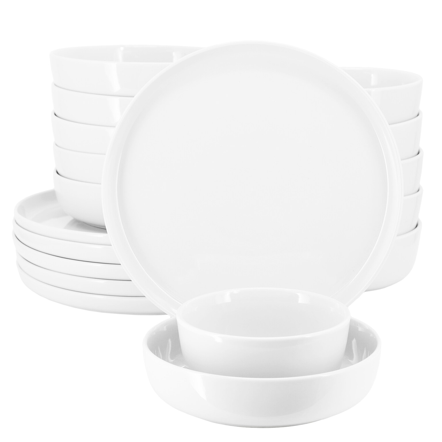 Elama Duncan Porcelain Dinnerware Set, White, 18 Piece (935122048M)