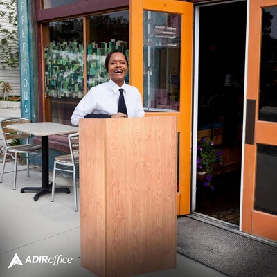 AdirOffice 46 Speaker Podium Presentation Lectern, Medium Oak (661-07-MEO)