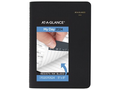 2024 AT-A-GLANCE 5 x 8 Daily Appointment Book, Black (70-207-05-24)