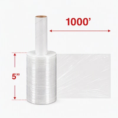 Quill Brand® 5" x 1000' 55 Gauge Cast Stretch Wrap, Clear, 12/Carton (MINI-ST1000)