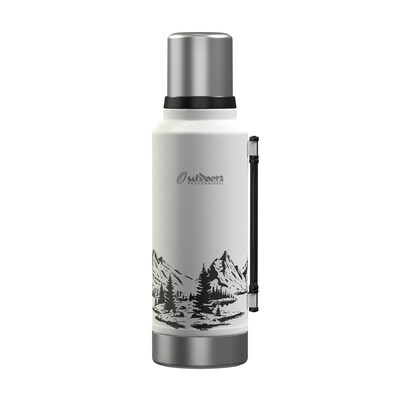 Outdoors Professional Stainless Steel Vacuum Insulated Termo Classic Water Bottle, 33 oz., White Mou