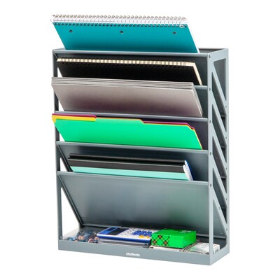 Mind Reader 5-Compartment Mountable Plastic Vertical File Storage, Gray  (WALLANCH-GRY)