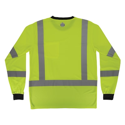 Ergodyne GloWear 8369BK High Visibility Long Sleeve Black Bottom T-Shirt, ANSI Type R Class 3, Lime, Large (22204)