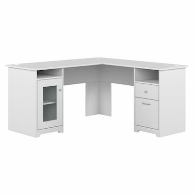 Bush Furniture Cabot 60W L Shaped Computer Desk with Storage, White (WC31930K)