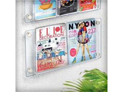 Azar Brochure Holder, 8.5" x 11", Horizontal, Wall Mounted, Silver Acrylic (105586)