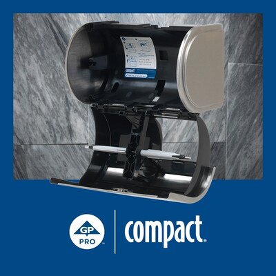 Compact 2-Roll Side-by-Side Coreless Toilet Paper Dispenser by GP PRO, Stainless (56798)
